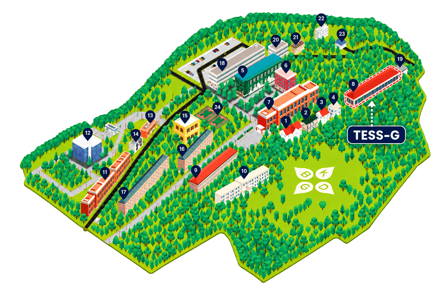 Illustrated map for locating the laboratory on campus
